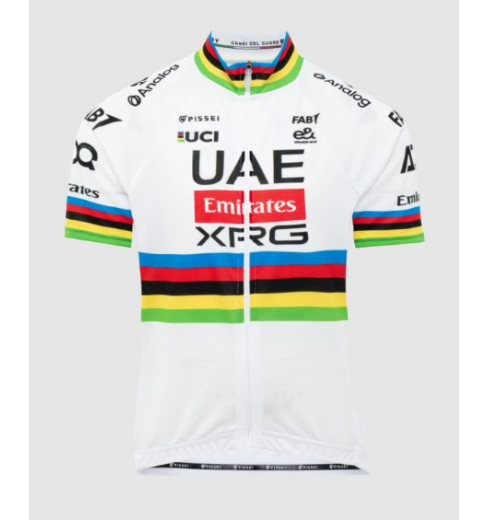 UAE TEAM EMIRATES maillot vélo enfant manches courtes Replica Champion du Monde  2025 