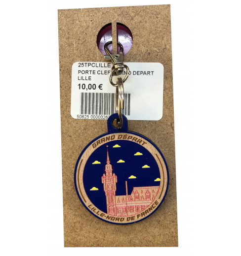 TOUR DE FRANCE Official wooden keyring Grand Départ Lille 2025