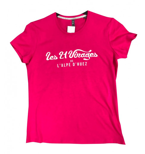ALPE D'HUEZ  t-shirt femme 21 Virages rose fushia 2025