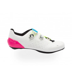 Chaussures velo route SIDI Genius X WYVE Blanc Rose fluo