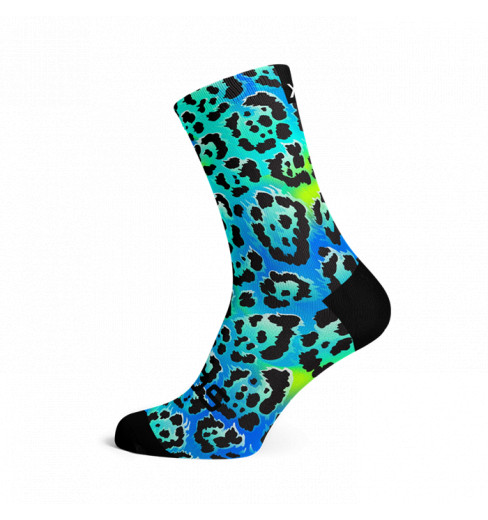 SOX FOOTWEAR Electric Leopard Blue Crew Cycling Socks
