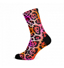 SOX FOOTWEAR Chaussettes vélo Crew Electric Leopard Pink
