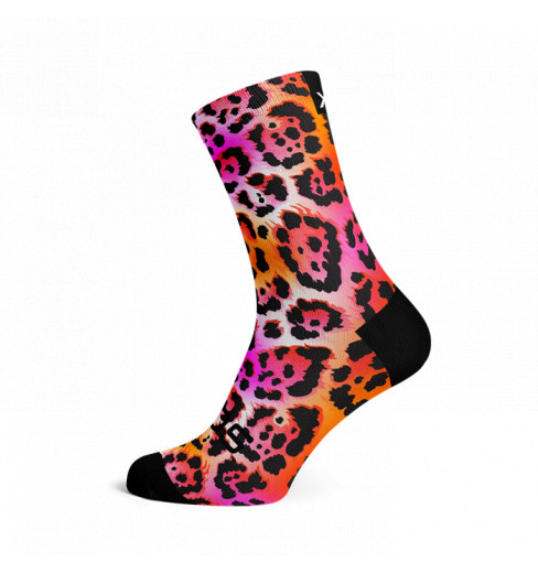 SOX FOOTWEAR Chaussettes v&eacute;lo Crew Electric Leopard Pink