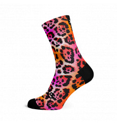 SOX FOOTWEAR Chaussettes v&eacute;lo Crew Electric Leopard Pink