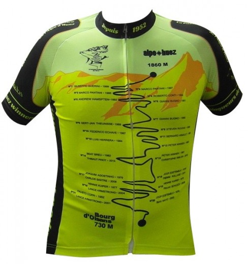 ALPE D'HUEZ maillot manches courtes Vainqueur jaune fluo 2017