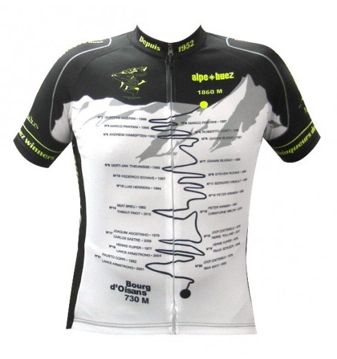 ALPE D'HUEZ maillot manches courtes Vainqueur noir jaune fluo 2017