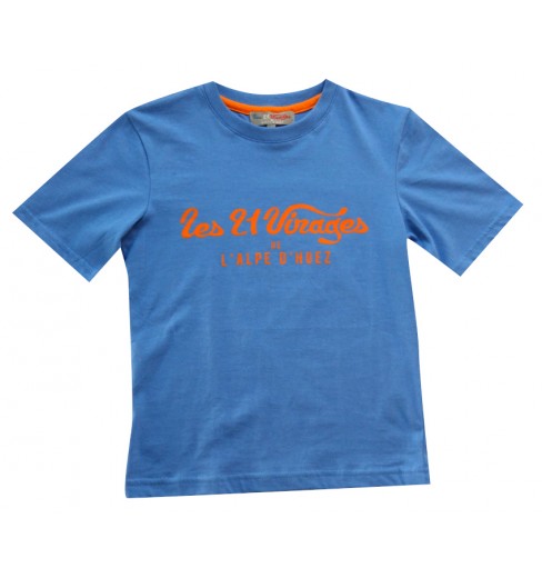 ALPE D'HUEZ  t-shirt enfant 21 Virages bleu orange