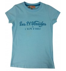 ALPE D'HUEZ turquoise blue 21 Virages woman t-shirt