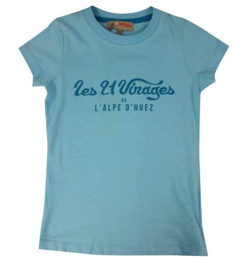 ALPE D'HUEZ  t-shirt femme 21 Virages bleu turquoise