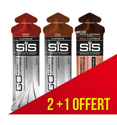 Pack de 3 gels énergétiques SIS GO Energy+ Caféine (60ml) - 1 offert