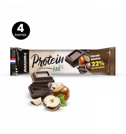 OVERSTIMS PROTEIN'BAR 4 Barres Protéinées Chocolat / Noisettes