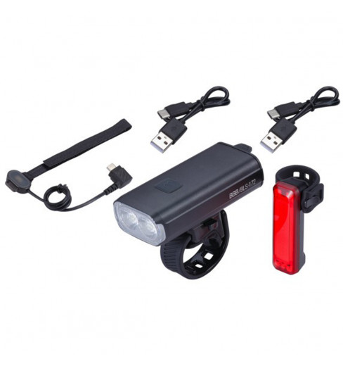 BBB Kit éclairage vélo StrikeDuo Avant 1600 lumen + Feu arrière Signal + Télécommande