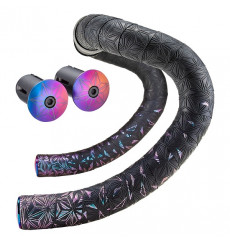 SUPACAZ ruban de guidon Super Sticky Kush Star Fade Oil Slick - Bouchons Oil Slick