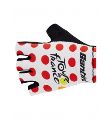 SANTINI gants vélo courts à pois Tour de France 