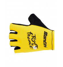 SANTINI yellow Tour de France summer cycling gloves - 2023