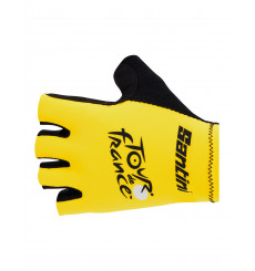 SANTINI yellow Tour de France summer cycling gloves - 2023