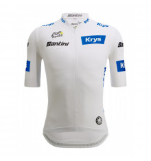 SANTINI Authentic Tour de France top-of-the-range best youth white cycling jersey - 2023