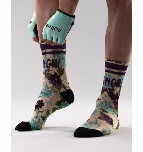 BIANCHI MILANO Printed Gravel bike socks - Celeste flower