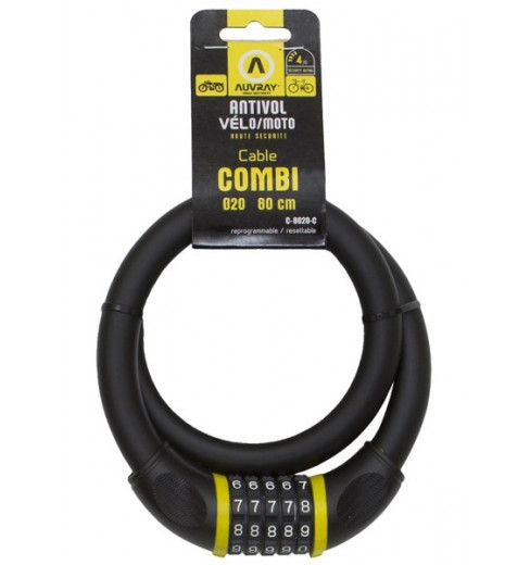 AUVRAY Combi bike combination cable lock - Long 80cm - Diam 20mm