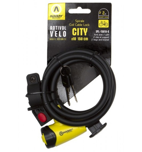 AUVRAY antivol câble à clef SPIRALE CITY - Long 150cm - Diam 15 mm