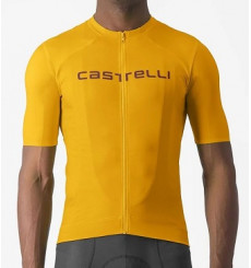 Castelli Prologo Lite short sleeve cycling jersey - Goldenrod / Deep bordeau
