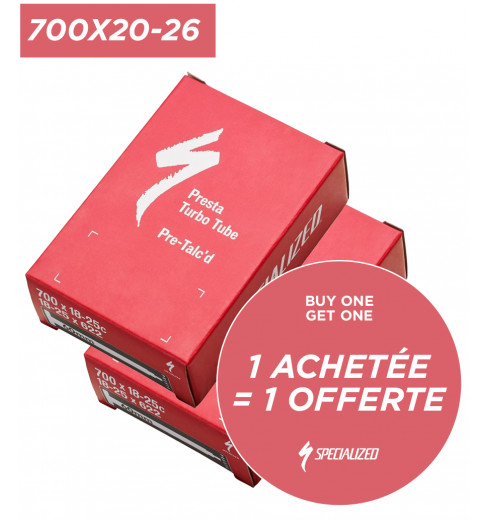 Chambre à air TURBO PRESTA VALVE TUBE WITH TALC - 700 X 20-26c SPECIALIZED BUY ONE GET ONE 1+1